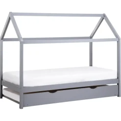 Beliani CRILLON - Onderschuifbed - Grijs - 90 x 200 - Hout Discount