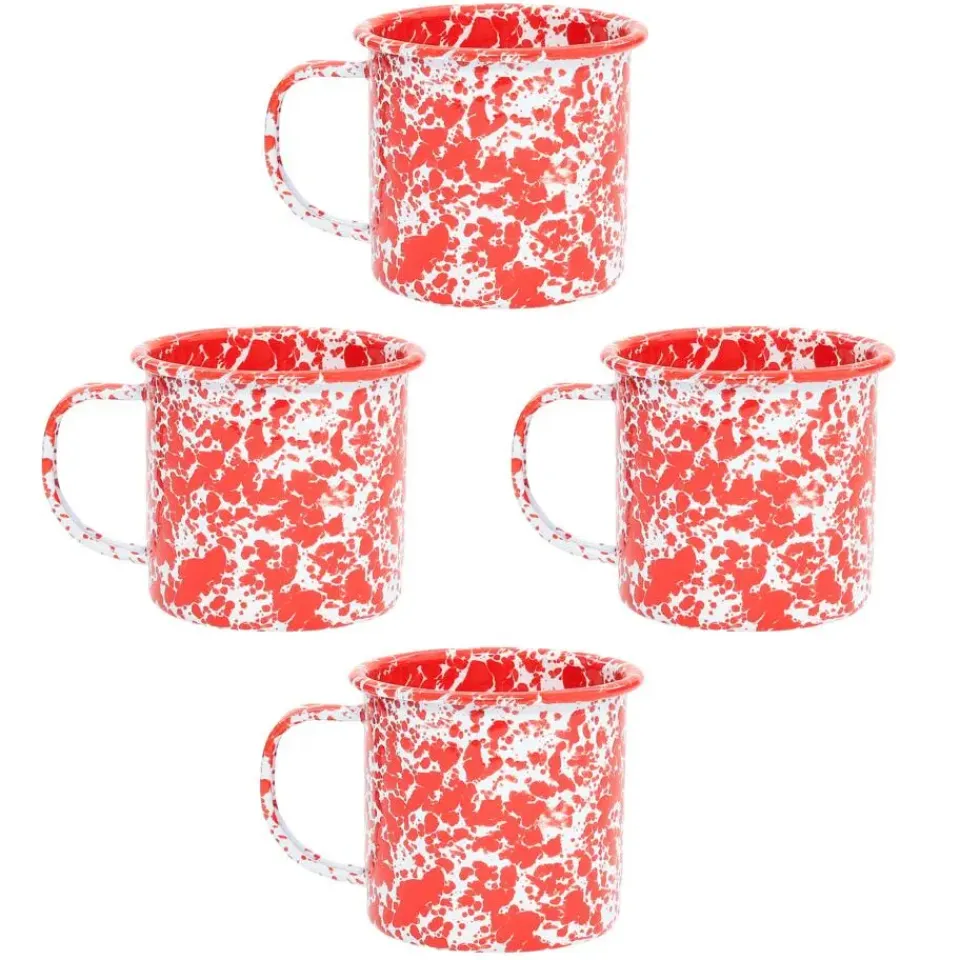 Merkloos Crow Canyon Home Mokkenset Splatter - 4 Stuks - Rood Best