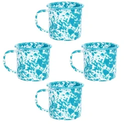 Merkloos Crow Canyon Home Mokkenset Splatter - 4 Stuks - Turquoise Sale