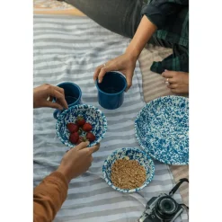 Merkloos Crow Canyon Home Serviesset Splatter - 4-delig - Blauw Discount