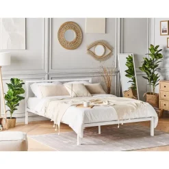 Beliani CUSSET - Tweepersoonsbed - Wit - 140 x 200 cm - Metaal