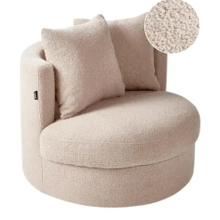 Beliani DALBY - Fauteuil - Beige - Bouclé Outlet