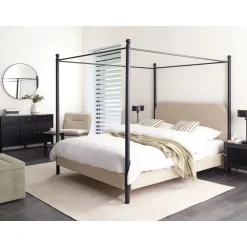 Beliani DANNEMOIS - Tweepersoonsbed - Taupe - 160x200 cm - Bouclé Outlet