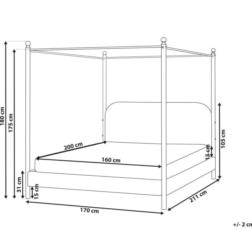Beliani DANNEMOIS - Tweepersoonsbed - Taupe - 160x200 cm - Bouclé Outlet