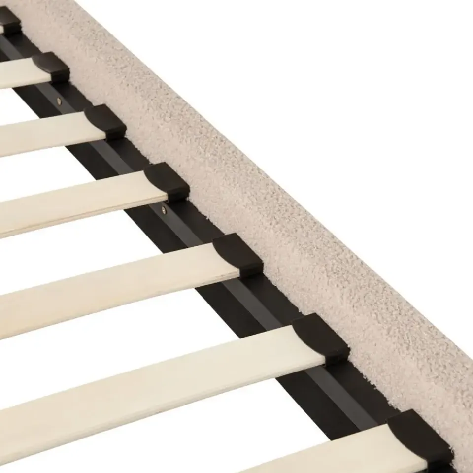 Beliani DANNEMOIS - Tweepersoonsbed - Taupe - 160x200 cm - Bouclé Outlet