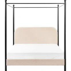 Beliani DANNEMOIS - Tweepersoonsbed - Beige - 140x200 cm - Bouclé Online