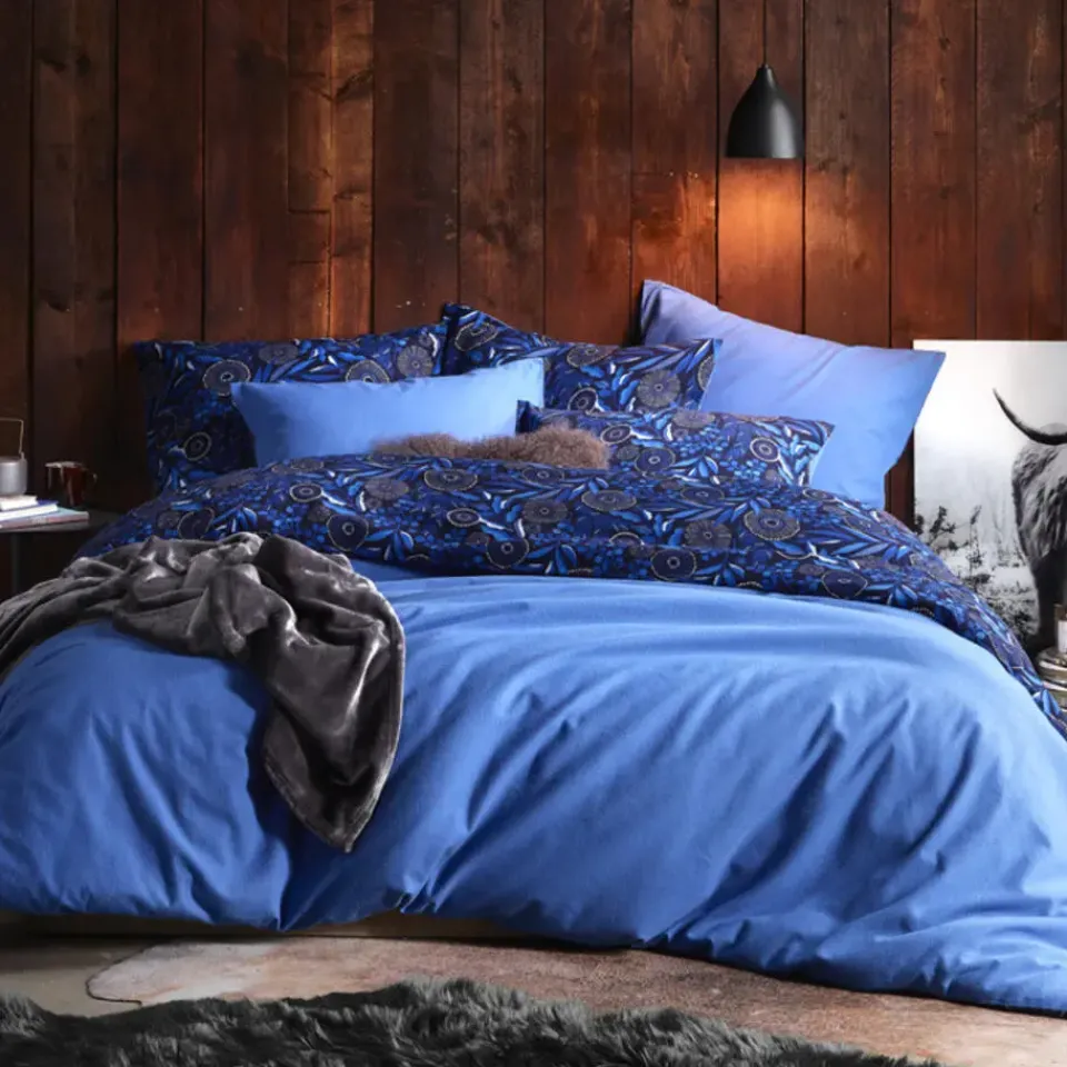 De Witte Lietaer Dekbedovertrek Moonflower Cobalt Blue - 240 x 220 cm - Flanel Best