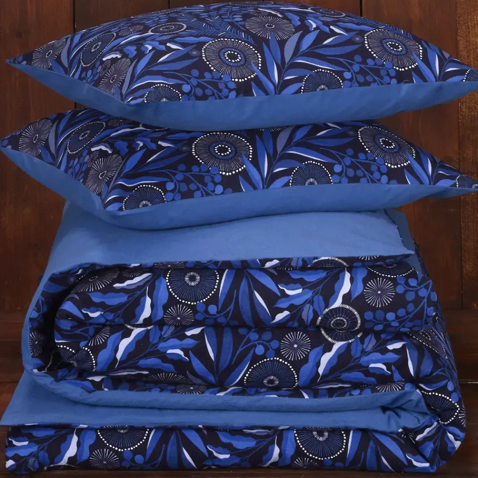 De Witte Lietaer Dekbedovertrek Moonflower Cobalt Blue - 240 x 220 cm - Flanel Best