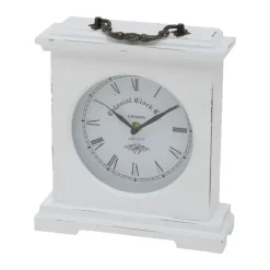 Deco by Boltze Tafelklok St James - wit - H23 cm - glas/hout Online