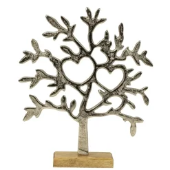 Merkloos Decoratie levensboom - Tree of Life - aluminium/hout - 23x26 cm Discount