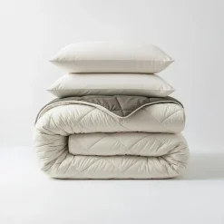 Sleeptime Dekbed zonder Overtrek Diamond 200x200 – Met Kussenslopen – Wasbaar – Crème/Kaki Outlet