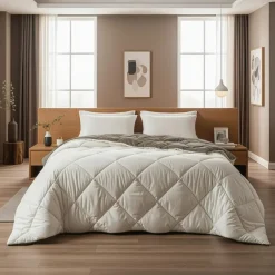 Sleeptime Dekbed zonder Overtrek Diamond 200x200 – Met Kussenslopen – Wasbaar – Crème/Kaki Outlet