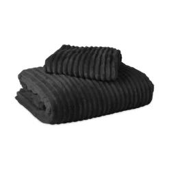 Sleeptime Dekbedovertrek Teddy Rib 140x220 – Fluweelzacht & Knus Design - Zwart Hot