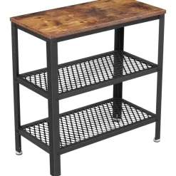 Parya Home Deluxe Bijzettafel - Met 2 Roosters -Vintage - Industrieel -Bruin Sale