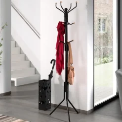 ACAZA Design Kapstok - 12 Haken - Staande kapstok - 182 cm - Zwart Outlet