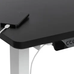 Beliani DESTINES - Elektrisch bureau - Wit/Zwart - Rechtszijdig - Vezelplaat Discount