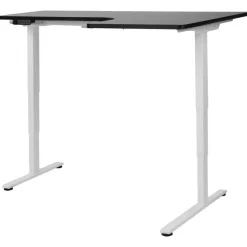 Beliani DESTINES - Elektrisch bureau - Wit/Zwart - Rechtszijdig - Vezelplaat Discount