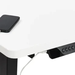 Beliani DESTINES - Elektrisch bureau - Zwart/Wit - Rechtszijdig - Vezelplaat New