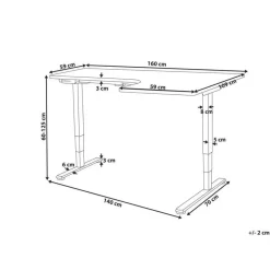 Beliani DESTINES - Elektrisch bureau - Zwart/Wit - Rechtszijdig - Vezelplaat New