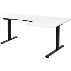 Beliani DESTINES - Elektrisch bureau - Zwart/Wit - Rechtszijdig - Vezelplaat New