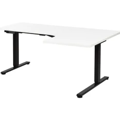 Beliani DESTINES - Elektrisch bureau - Zwart/Wit - Rechtszijdig - Vezelplaat New