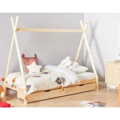 Beliani DEVAY - Kinderbed - Lichtbruin - 90 x 200 cm - Dennenhout Discount