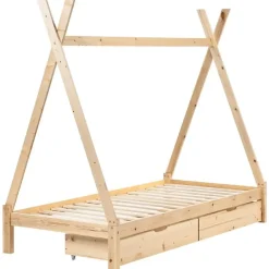 Beliani DEVAY - Kinderbed - Lichtbruin - 90 x 200 cm - Dennenhout Discount