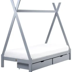 Beliani DEVAY - Kinderbed met opbergruimte - Grijs - 90 x 200 cm - Grenenhout Discount