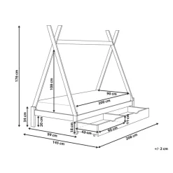 Beliani DEVAY - Kinderbed met opbergruimte - Grijs - 90 x 200 cm - Grenenhout Discount
