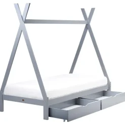 Beliani DEVAY - Kinderbed met opbergruimte - Grijs - 90 x 200 cm - Grenenhout Discount