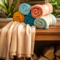 Textino DEX - plaid 130x160 cm - fleece deken - zacht en dun - Semolina - beige