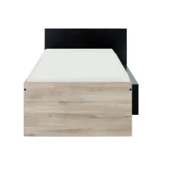 DIAGONE Bed Erquy - Opbergvakken - 90x200cm - Zwart/Eikenkleur Online