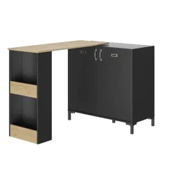 DIAGONE Draaibare bar Manchester - zwart/eikenlook Online