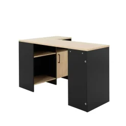 DIAGONE Hoekbureau Liverpool - 1 deur 3 vakken - Zwart/Eikenkleur Best