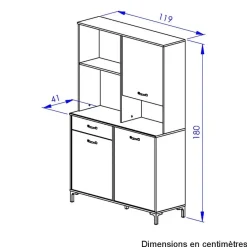DIAGONE Microgolfkast Manchester - 119 x 41 x 180 cm - Helvezia Oak-design