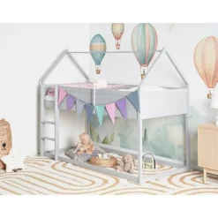 Beliani DIENNE - Kinderbed - Grijs - 90 x 200 cm - Dennenhout New