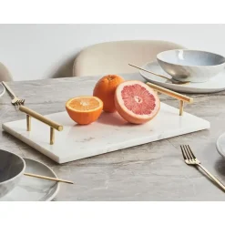 Beliani DIMARI - Decoratief dienblad - Wit/Gouden - Marmer Hot