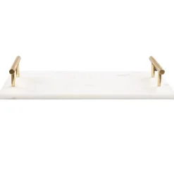 Beliani DIMARI - Decoratief dienblad - Wit/Gouden - Marmer Hot