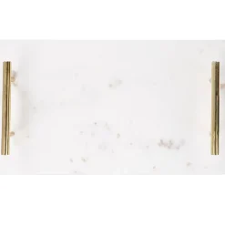 Beliani DIMARI - Decoratief dienblad - Wit/Gouden - Marmer Hot