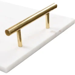 Beliani DIMARI - Decoratief dienblad - Wit/Gouden - Marmer Hot