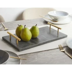 Beliani DIMARI - Decoratief dienblad - Zwart - Marmer Hot