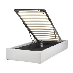 Beliani DINAN - Eenpersoonsbed - Lichtgrijs - 90 x 200 cm - Polyester Discount