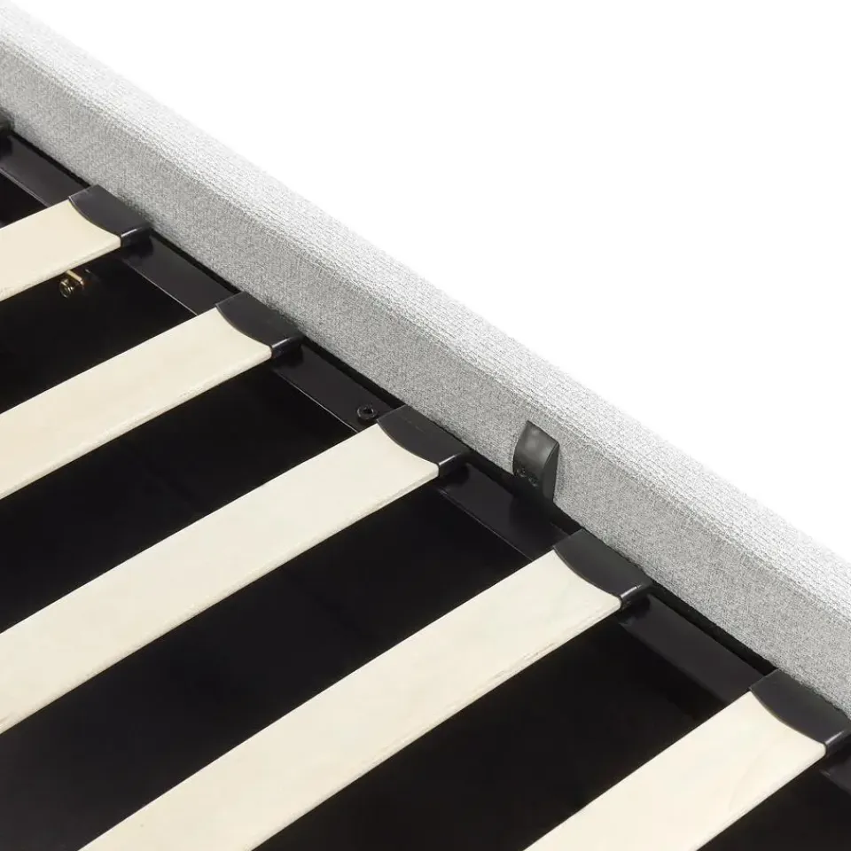 Beliani DINAN - Eenpersoonsbed - Lichtgrijs - 90 x 200 cm - Polyester Discount