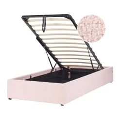 Beliani DINAN - Eenpersoonsbed - Roze - 90 x 200 cm - Bouclé Discount