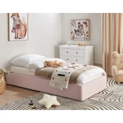 Beliani DINAN - Eenpersoonsbed - Roze - 90 x 200 cm - Bouclé Discount