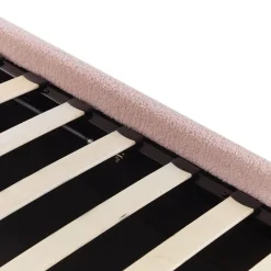 Beliani DINAN - Eenpersoonsbed - Roze - 90 x 200 cm - Bouclé Discount