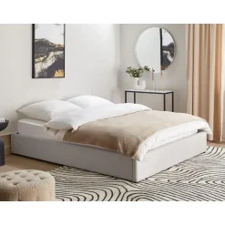 Beliani DINAN - Tweepersoonsbed - Lichtgrijs - 160 x 200 cm - Polyester