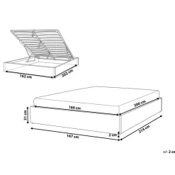 Beliani DINAN - Tweepersoonsbed - Lichtgrijs - 160 x 200 cm - Polyester