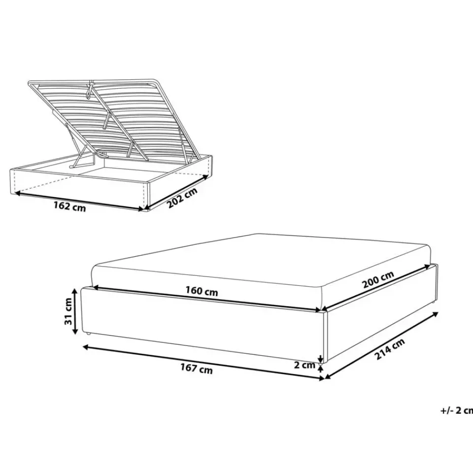 Beliani DINAN - Tweepersoonsbed - Lichtgrijs - 160 x 200 cm - Polyester