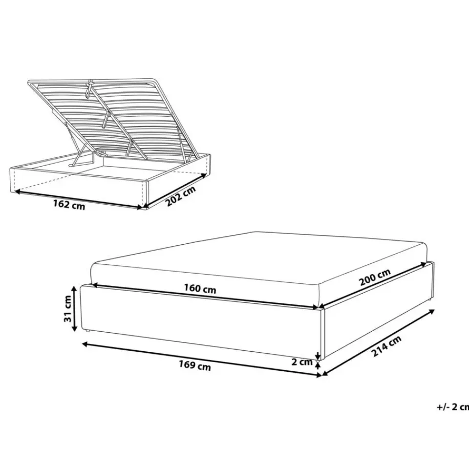 Beliani DINAN - Tweepersoonsbed - Lichtgrijs - 160 x 200 cm - Polyester